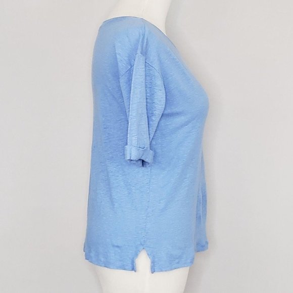 LOFT Linen Short Sleeve Top Blue XS - Picture 3 of 6